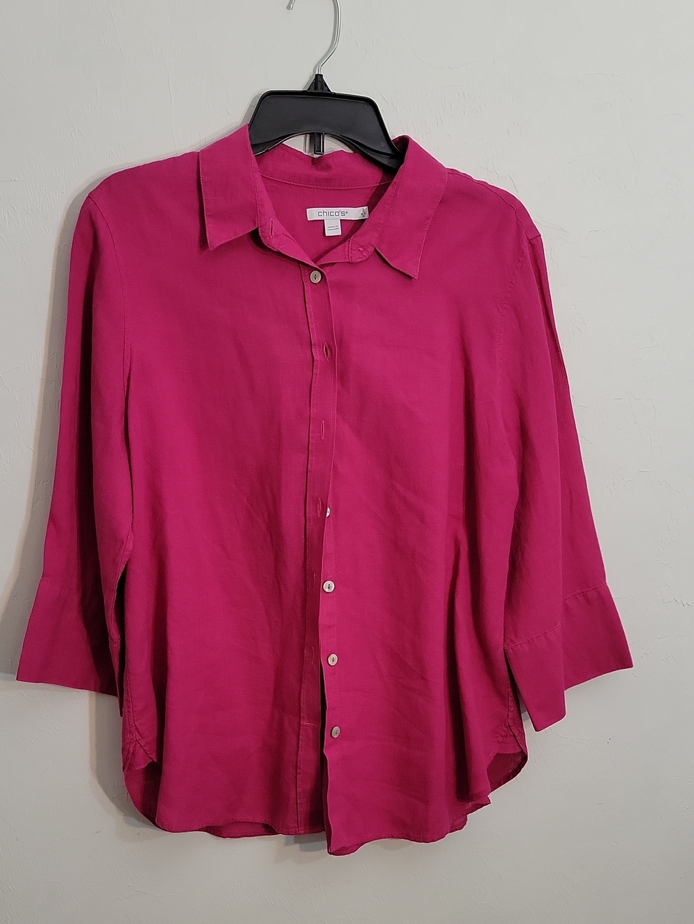 Chico's Bright Fuchsia Button-Down Shirt